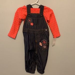 NWT, precious Carters overalls/long sleeve 9mo set